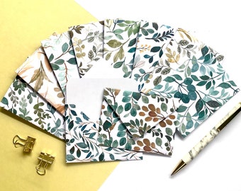 Foliage Mini Envelopes, Set of 10 Handmade Envelopes With Blank Notecards, Patterned Envelopes, Note Cards, Mini Cards