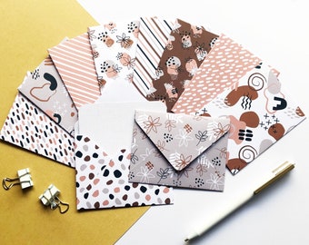 Abstract Autumn Mini Envelopes, Set of 10 Handmade Envelopes With Blank Notecards, Patterned Envelopes, Notecards, Mini Cards