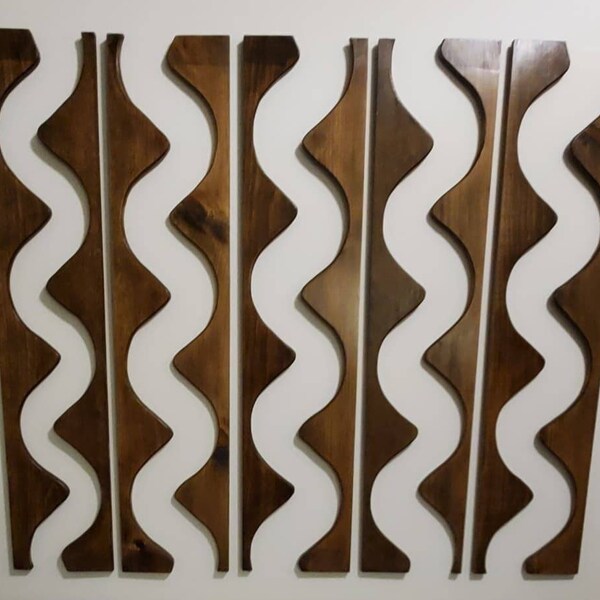 Solid wood wall art mid century modern style