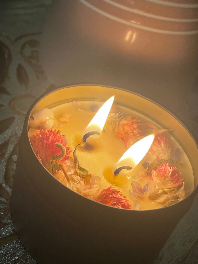 Floral Ritual Candle, Intention Candle, Moon Candles, Altar Candles