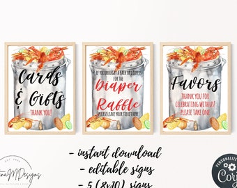 Editable Crawfish Boil Party Signs, Baby Shower, Birthday Party  (Instant Download)