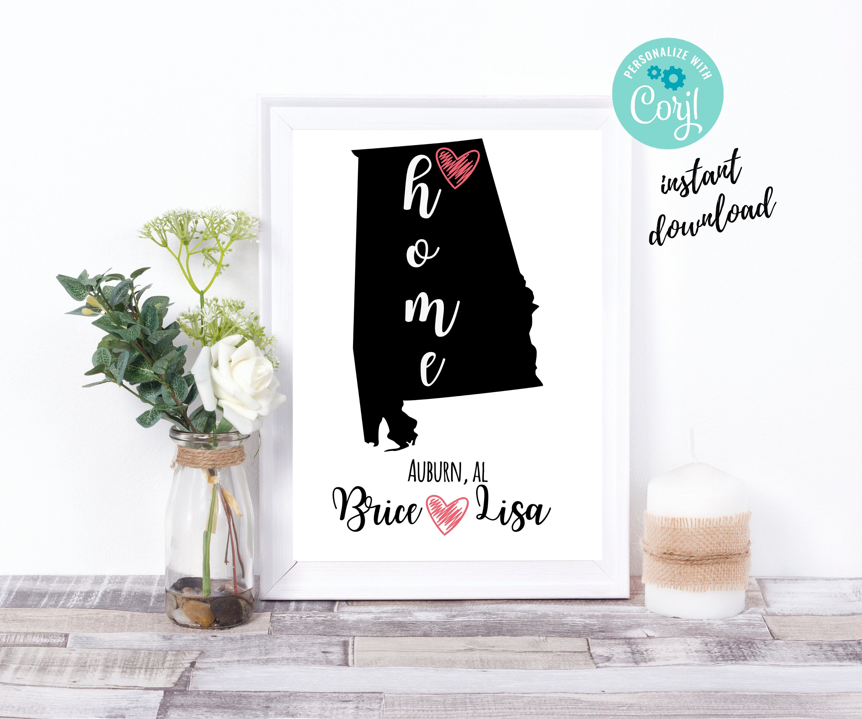 Alabama Home Digitaldruck Alabama Wandkunst Wohnkultur Home | Etsy