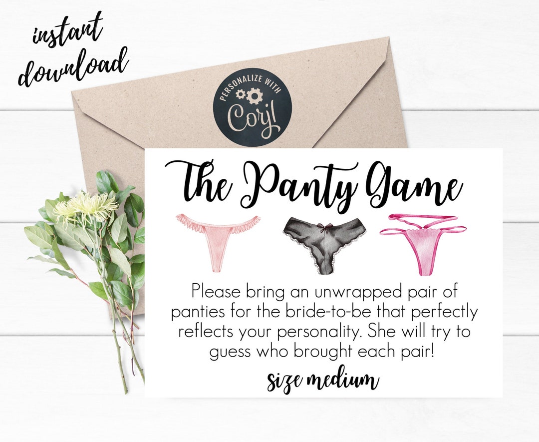 Panty Game Card Insert,watercolor Panty Game,lingerie Shower Panty Game