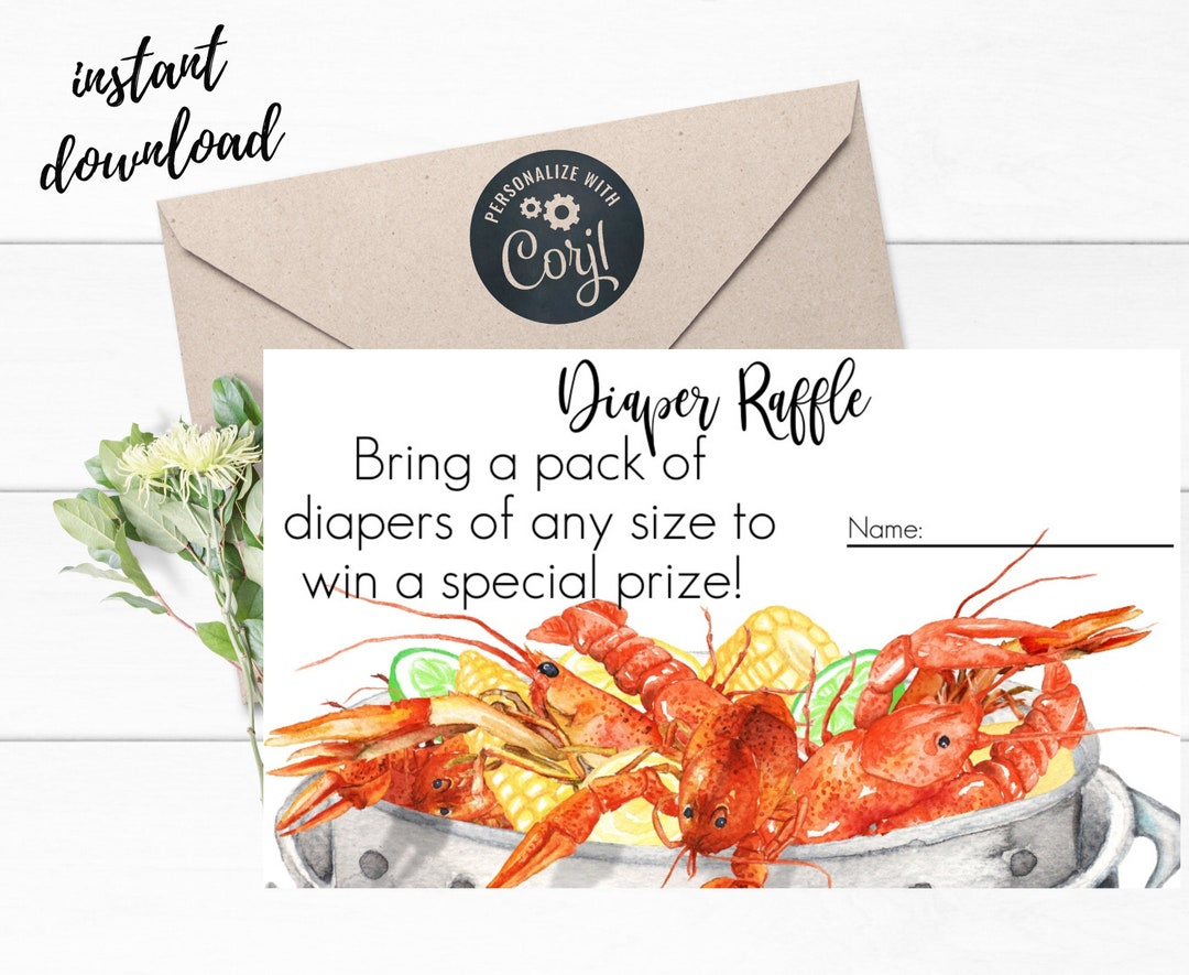 Crawfish Boil Baby Shower Diaper Raffle Card,Crawfish Boil,Crawfish ...