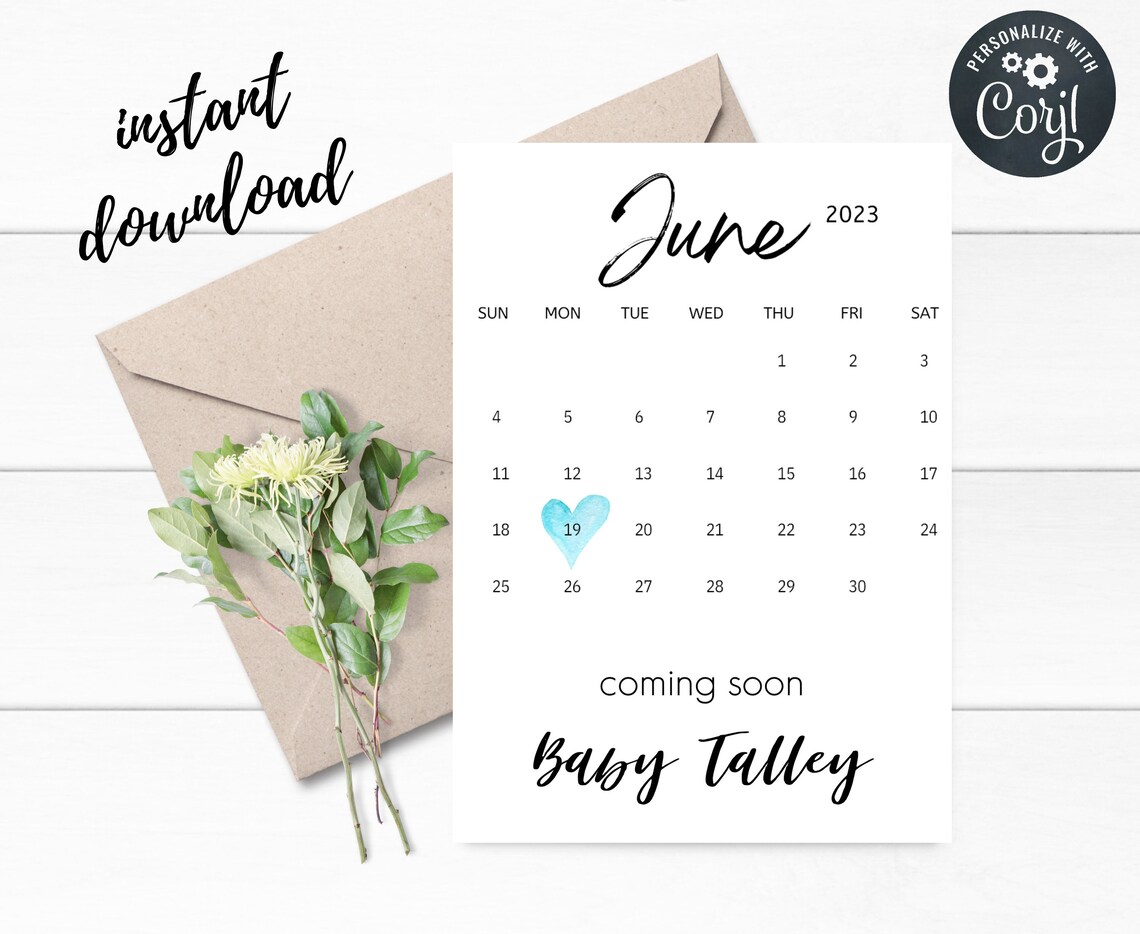 June 2023 Editable Pregnancy Announcementdue Datebaby - Etsy UK