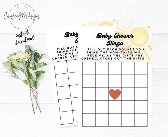 Printable Sunshine Baby Shower Bingo,boho Baby Bingo Game,baby Shower ...
