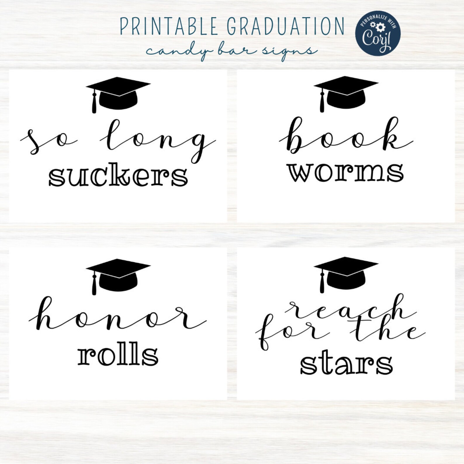 Printable candy bar signsgraduation party etsy