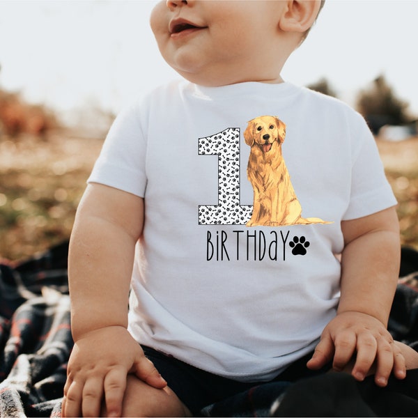 1st Birthday Dog Birthday Shirt,Golden Retriever Birthday,Puppy party birthday shirts,Lets pawty Shirt,Matching Family Birthday Shirts