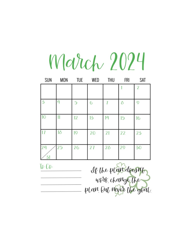 March 2024 Digital Download Calendar Etsy
