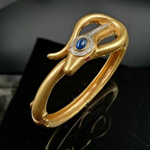 Classic Vintage 14K Gold Snake Bangle