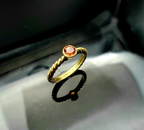 14K Gold Vintage Citrine Ring, Twist Shank (1980s)