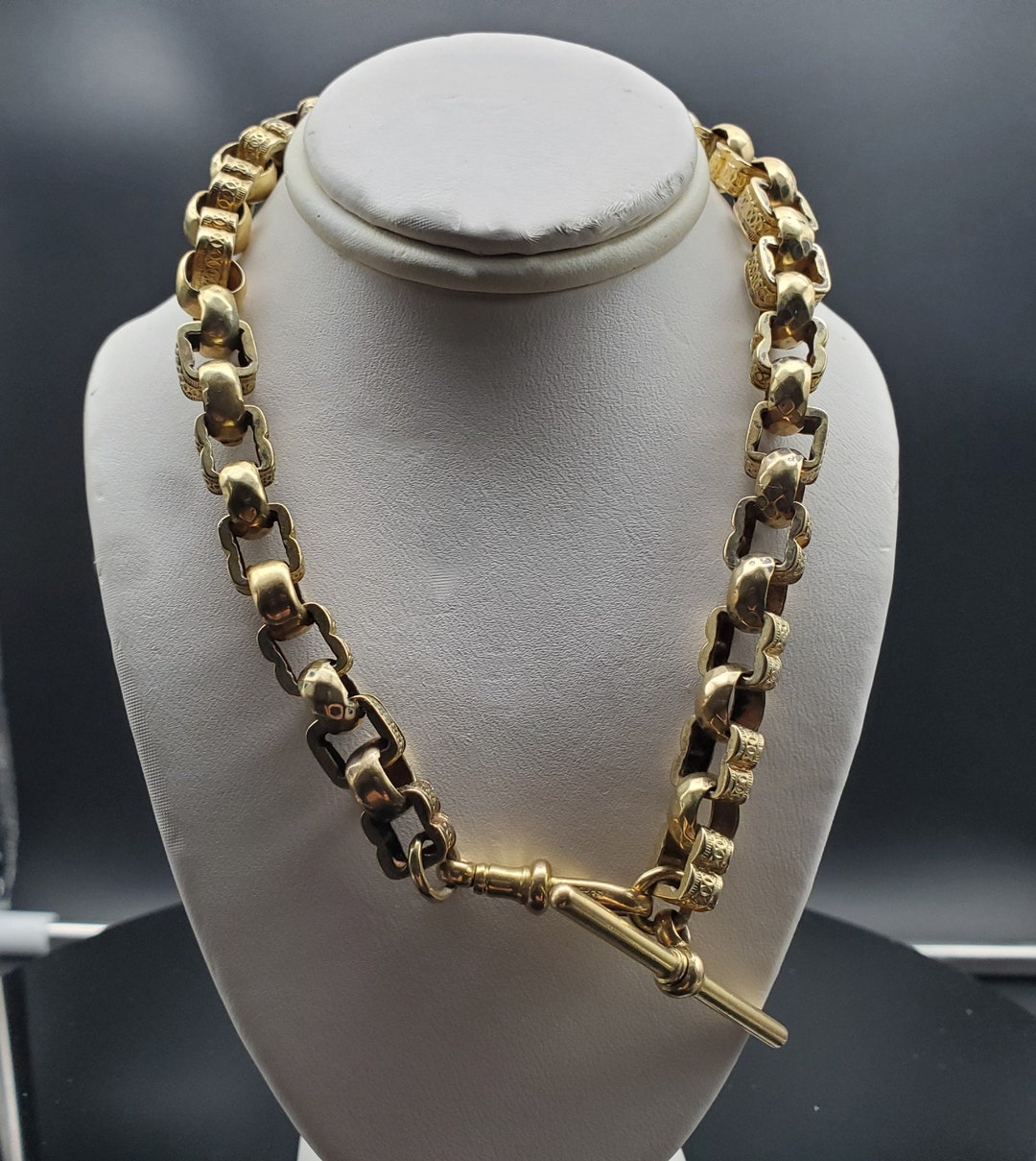 Beautiful Heavy 9K Gold Mens Watch Chain Etsy