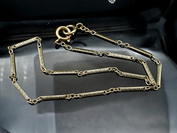 Lovely 14K Gold Antique Enamel watch chain (15 1/… - image 2