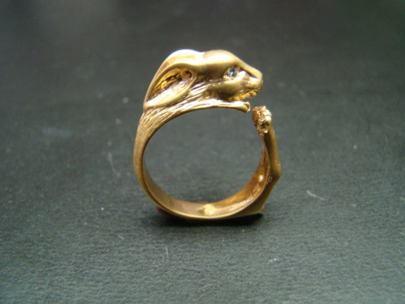 Adorable Finely Detailed 14K Gold Rabbit Ring With Diamond Eyes - Etsy