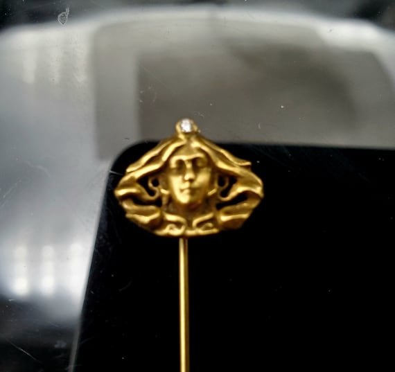 Beautiful Vintage Art Nouveau Style 14k Stick Pin - image 1