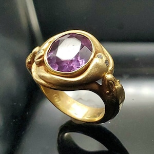 Unique Vintage 14K Gold Snake Ring