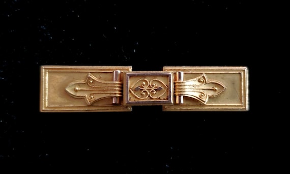 Antique 14k Gold Bar pin - image 1
