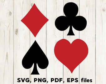 Playing Cards svg, Ace, Diamonds, Spades, Hearts, Clubs, Clip Art, Clipart, Design, Svg Files, Png, Eps, Pdf, Silhouette, Cricut, Cut File