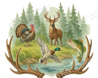 Hunting Fishing & Farming PNG | Digital Download | Deer Hunting ...