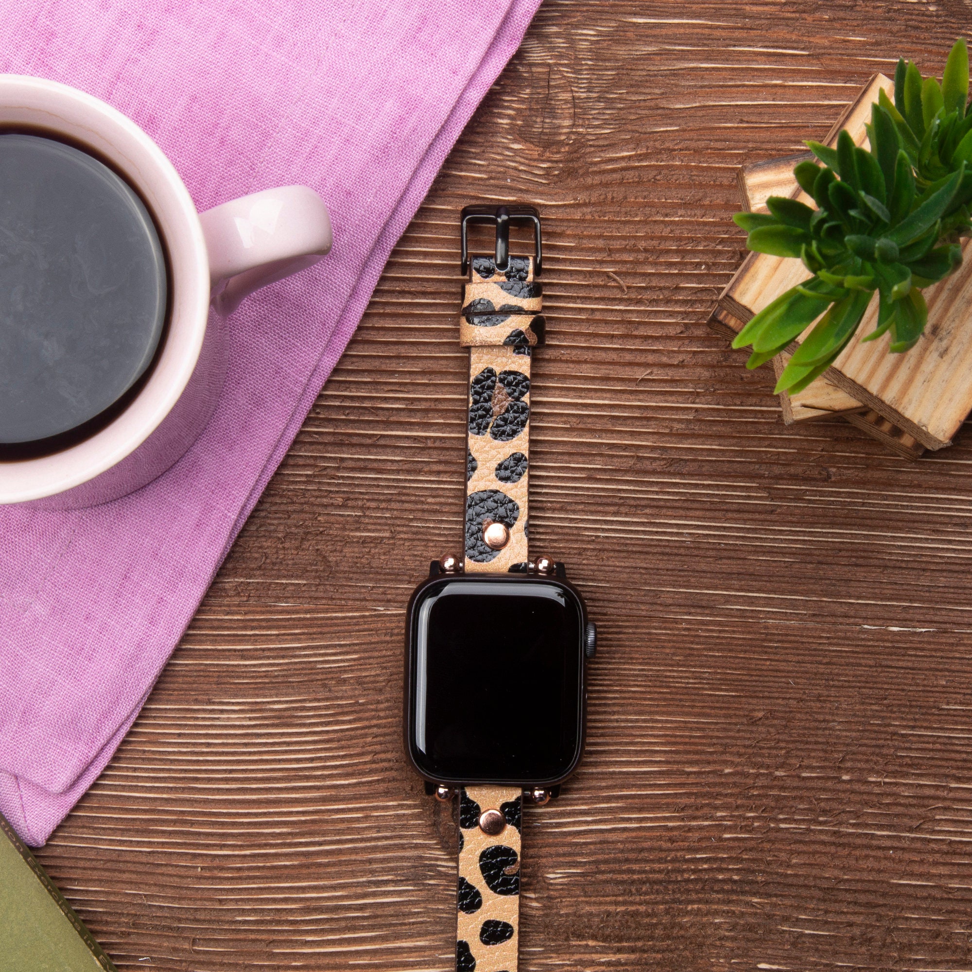 Leopard Design Leather Apple Watch Band 38mm 40mm 42mm | Etsy
