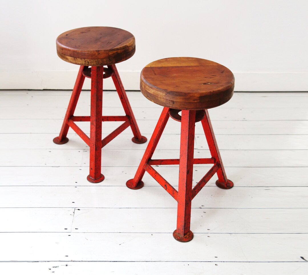 Vintage Industrial Stools in the Style of Rowac Etsy