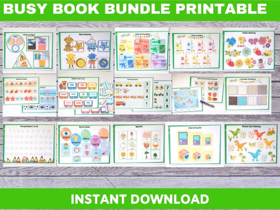 Busy Book Bundle Printable Interactive Learning Binder for