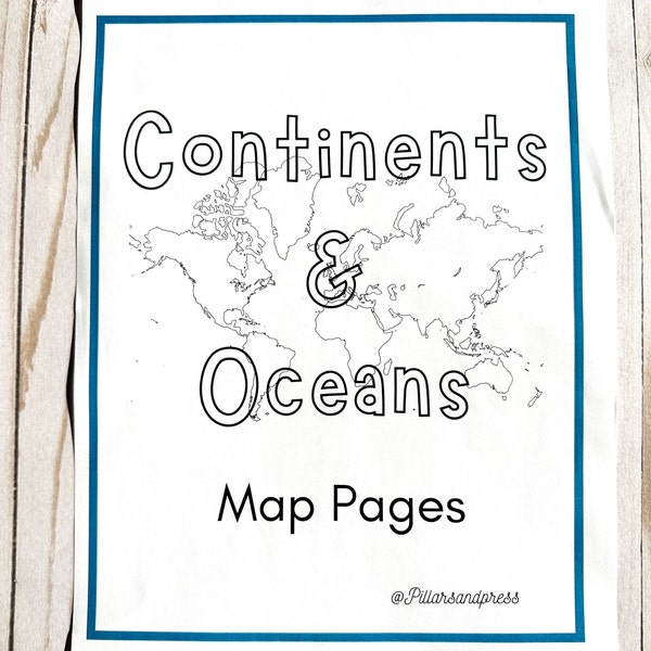 Continents and Oceans Map Coloring Pages.