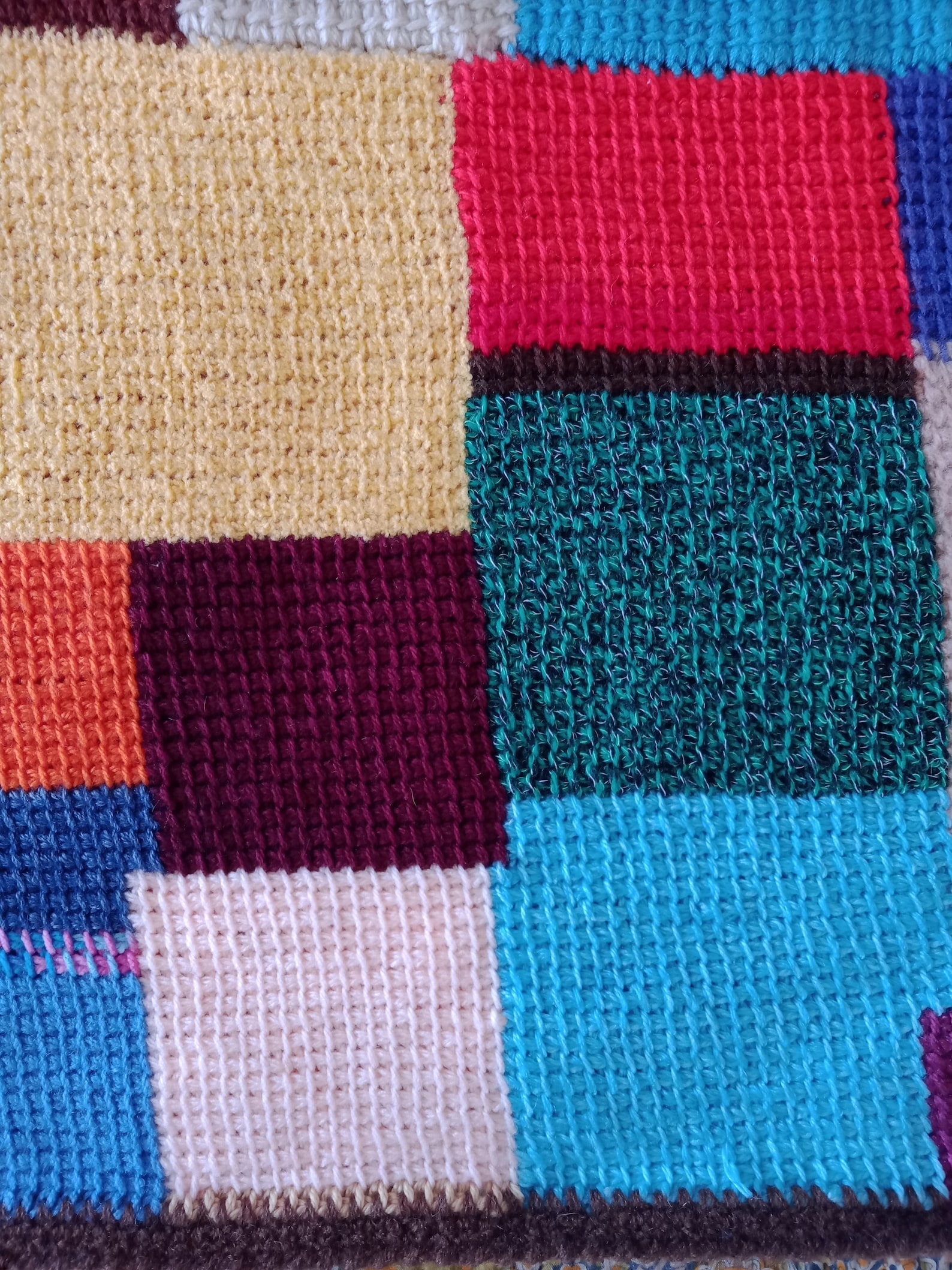 Vintage Crochet/ Afghan/ Crochet / Lap Rug / Blocks/ Tunisian Etsy