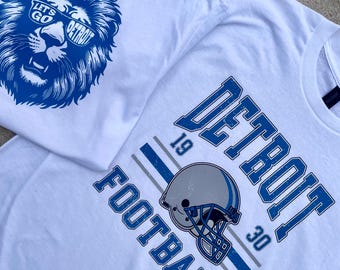 Detroit Football - Lion and Bow design - White Tshirt