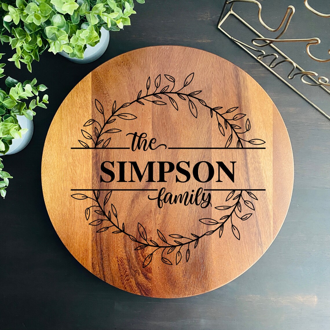 Benutzerdefinierte monogrammierte faule Susan Holz | Etsy