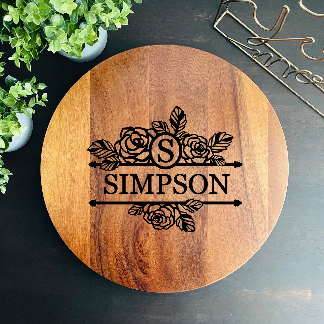 Benutzerdefinierte monogrammierte faule Susan Holz | Etsy