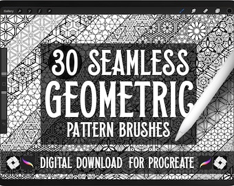 30 Seamless Geometric Pattern Brushes For Procreate | Digital Download