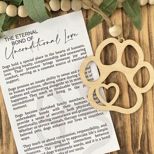 Hund Geschichte Karte Ornament, Hund Ornament, Hund Pfote Ornament, Geschenk für Hundemama oder Hundepapa, in den USA hergestellt, bedingungslose Liebe