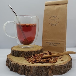 Gorgeous Passionfruit & Orange Fruit Tisane Loose Leaf Tea Caffeine Free Fruit Tea You Choose Size Of Bag, Jar or Caddy