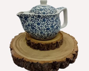 350ml Oriental Style Blue Pattern Teapot With Infuser & Tea Samples - Add 2 Cups?
