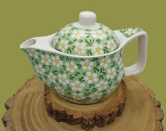 350ml Green Daisy Pattern With Infuser & Tea Samples - Add 2 Cups?
