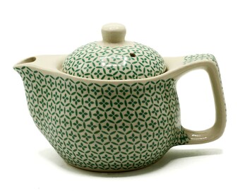 Hermosa tetera pequeña de estilo oriental con diseño verde de 350 ml con infusor: solo tetera o agregue tazas