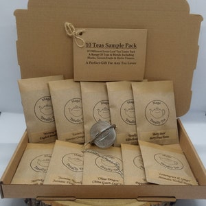 Letterbox Loose Leaf Tea Sample Taster Gift Pack For Tea Lovers 10 Teas Caffeine Free Option Available Plastic Free
