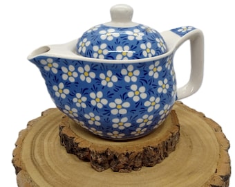 350ml Blue Daisy Pattern Teapot With Infuser & Tea Samples - Add 2 Cups?