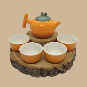 Zestaw do herbaty Striking Small Orange Teapot - Teapot With 4 Cups + Tea Samples + Tea facts Ulotka