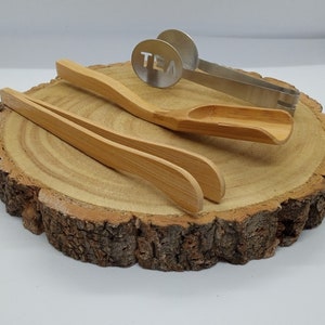 Accesorios para amantes del té: Cuchara de bambú, pinzas y exprimidores de bolsitas de té de metal