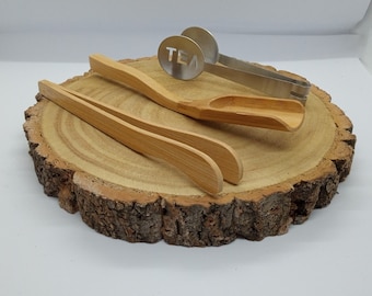 Tea Lovers Accessories: Bamboo Tea Scoop, Tongs & Metal Teabag Squeezers