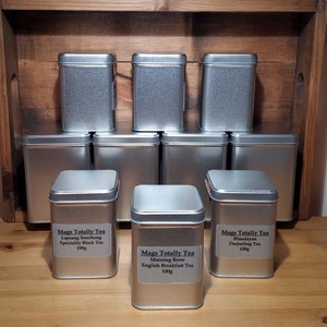 Loose Leaf Tea Square Caddy Caddies Choose From Lots of Tea Type - 3 Sizes Available
