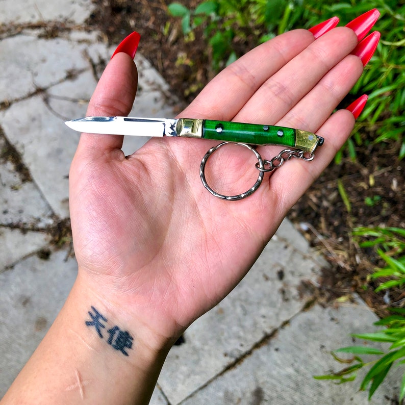 Mini Pocket Knife With Keychain Small Folding Knife Handmade Etsy