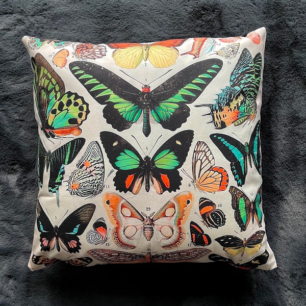 Butterfly Cushion Cover 45*45, Vintage Aesthetic cushion cover, Nature Cushion Cover, Colourful Pretty Sofa Pillow Case, Fairy Pillow Case