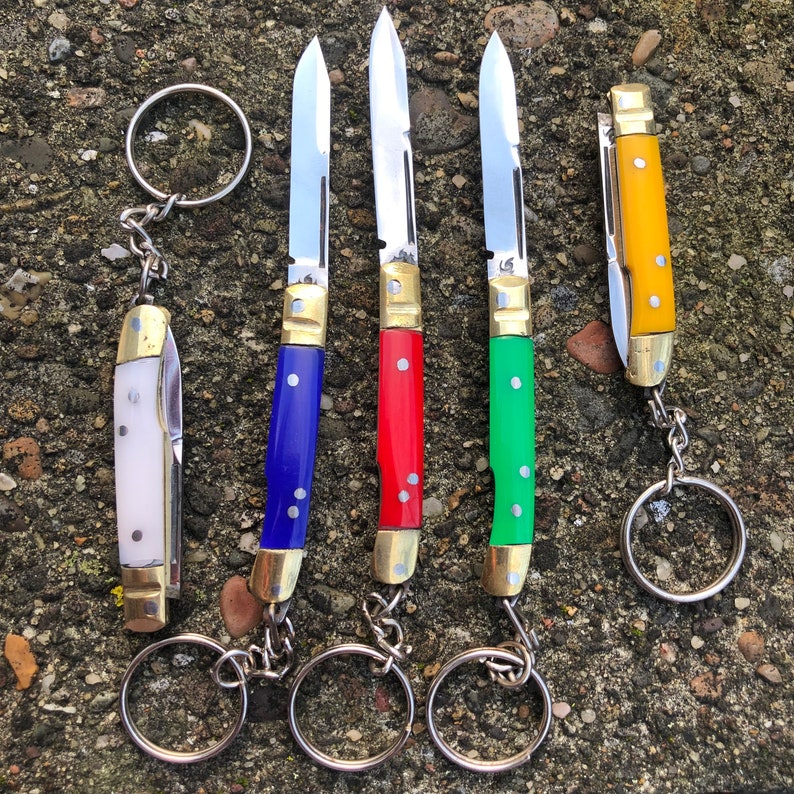 Mini Pocket Knife With Keychain Small Folding Knife Handmade Etsy