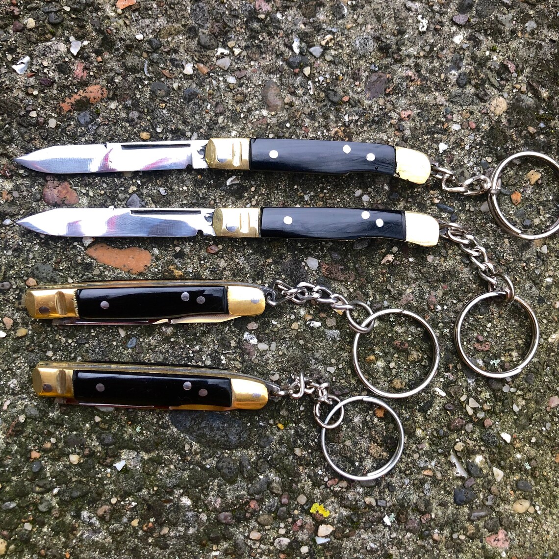 Black mini pocket knife with keychain Sharp small folding Etsy