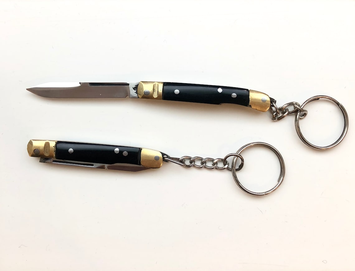 Mini Pocket Knife With Keychain Small Folding Knife Handmade Etsy