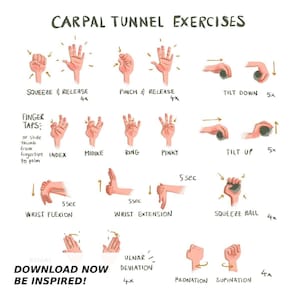 Carpal Tunnel Exercises Print - Digital - White | Hand and Wrist Exercises for Carpal Tunnel Relief