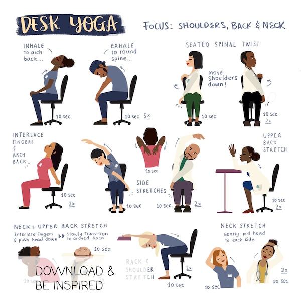 Yoga de bureau pour les épaules, le dos et le cou | Édition professionnelle de la santé | Yoga sur chaise | 8x8 pouces, 8x10 pouces, 16x16 pouces